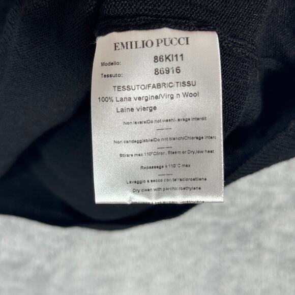 Emilio Pucci Black Virgin Wool Pullover Top Size 12 - Picture 7 of 11